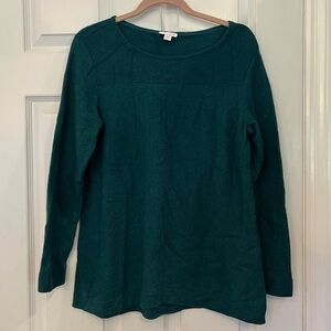 J Jill Wool Blend Sweater Tunic Teal Pleat Back Pull Over Sz S